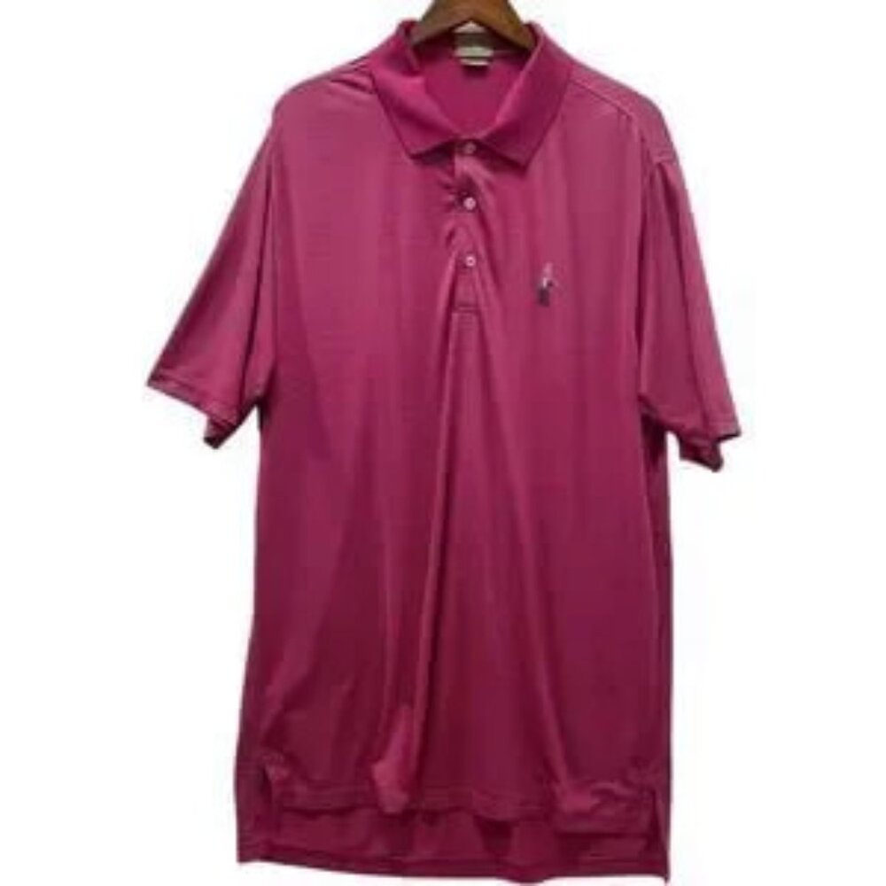 Fennec Men's Pink Striped Short Sleeves Golf PoloShirt Embroidered Logo Size XL